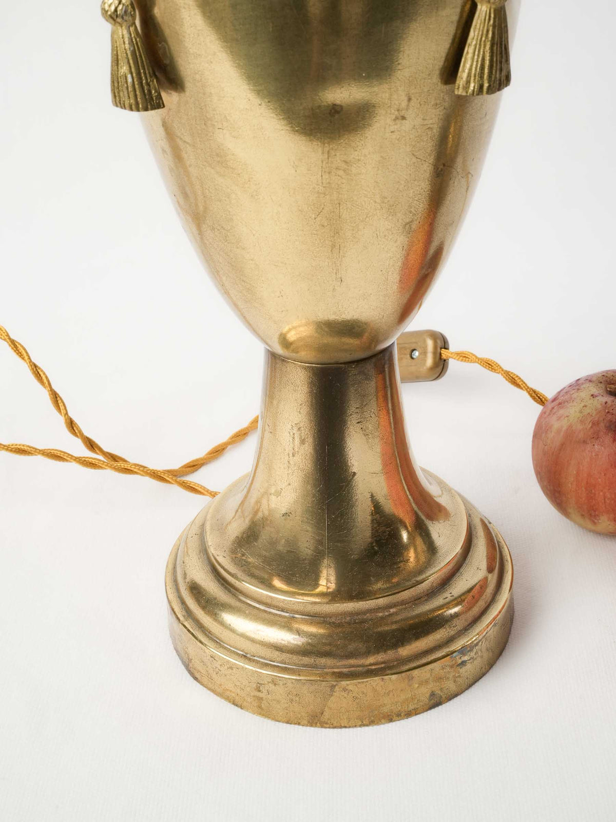 Pair of Very Tall Brass Urn Table Lamps w/ Custom-Made Felt Shades - 45"