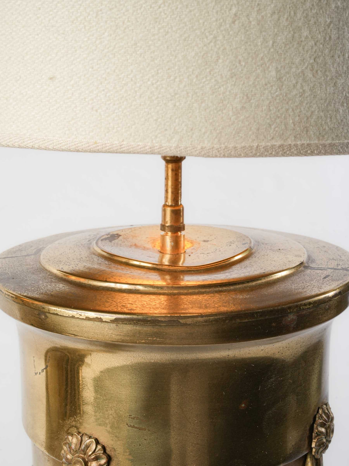 Pair of Very Tall Brass Urn Table Lamps w/ Custom-Made Felt Shades - 45"