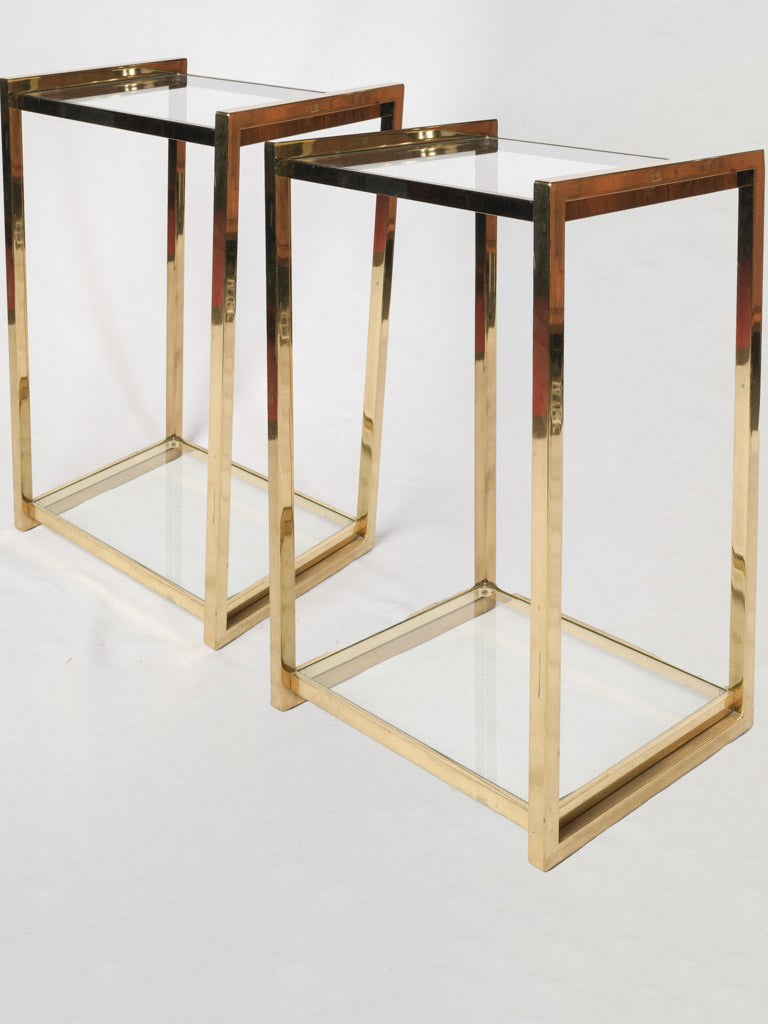 Vintage brass glass pedestals