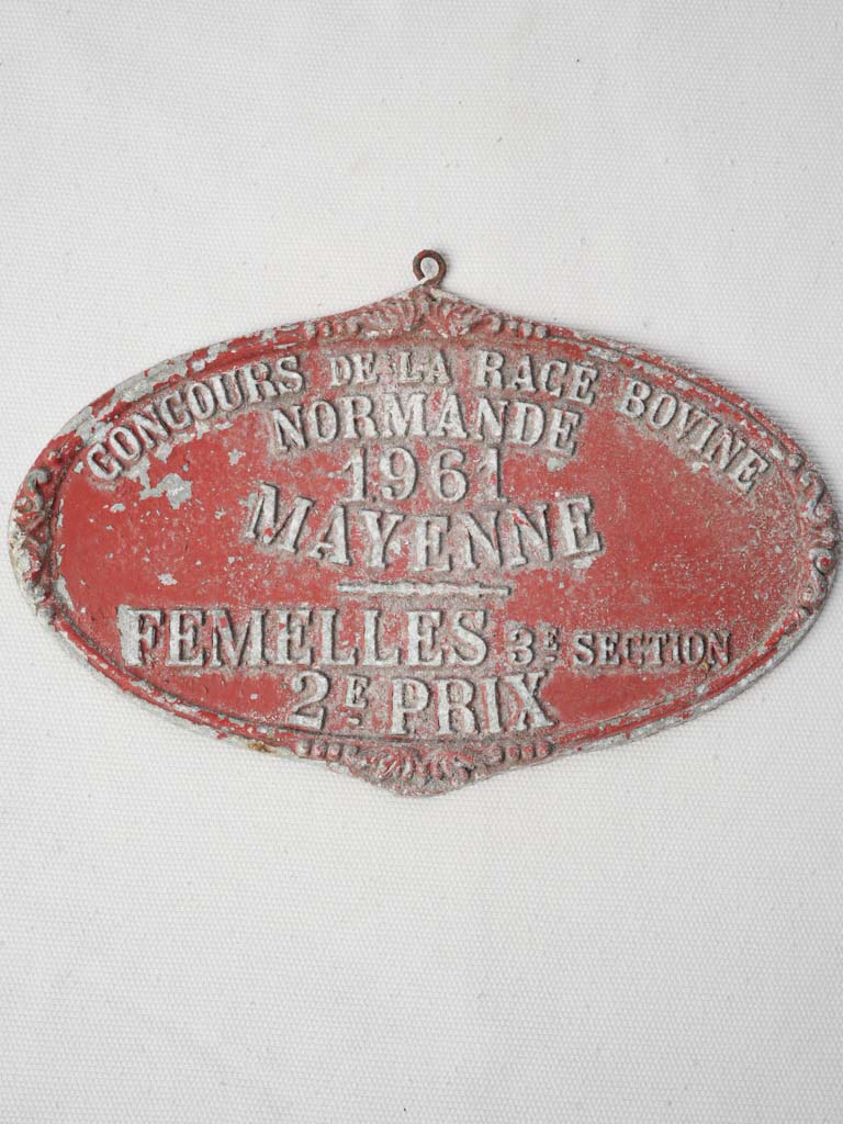 Vintage aluminum livestock plaque