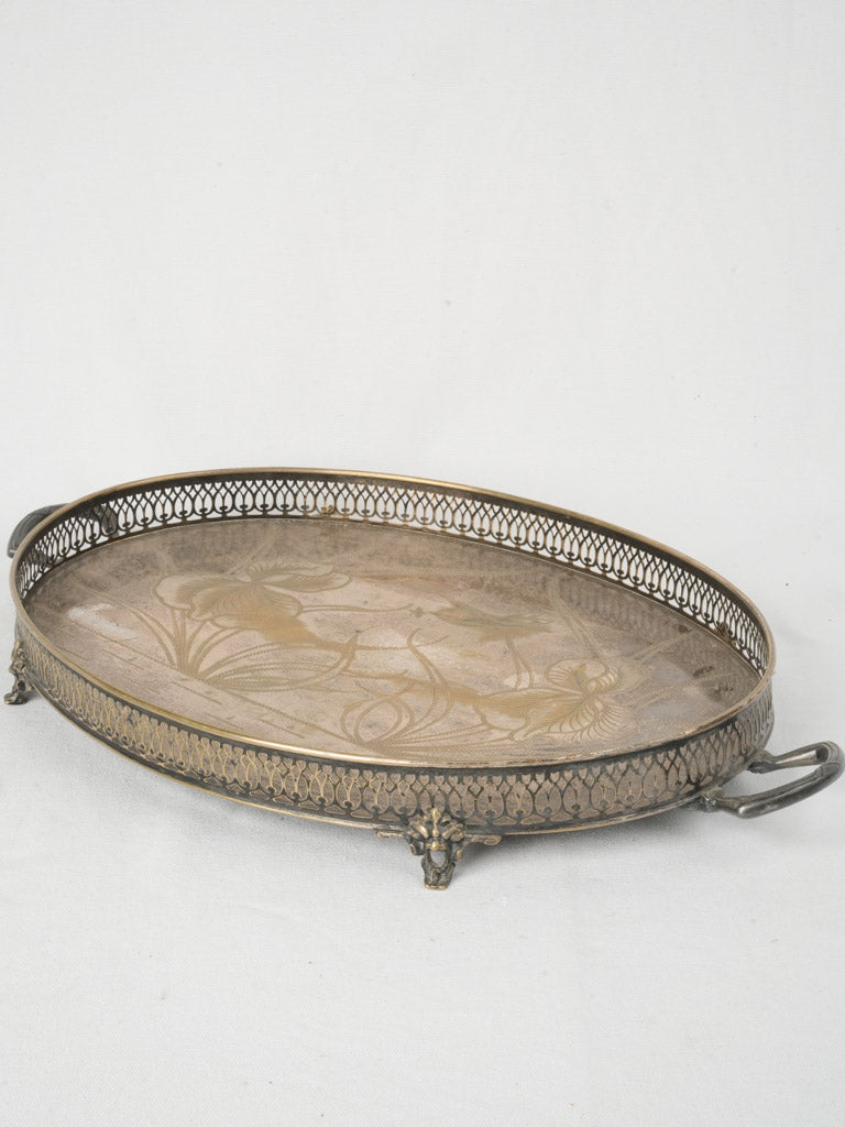 Vintage ornate metal tray