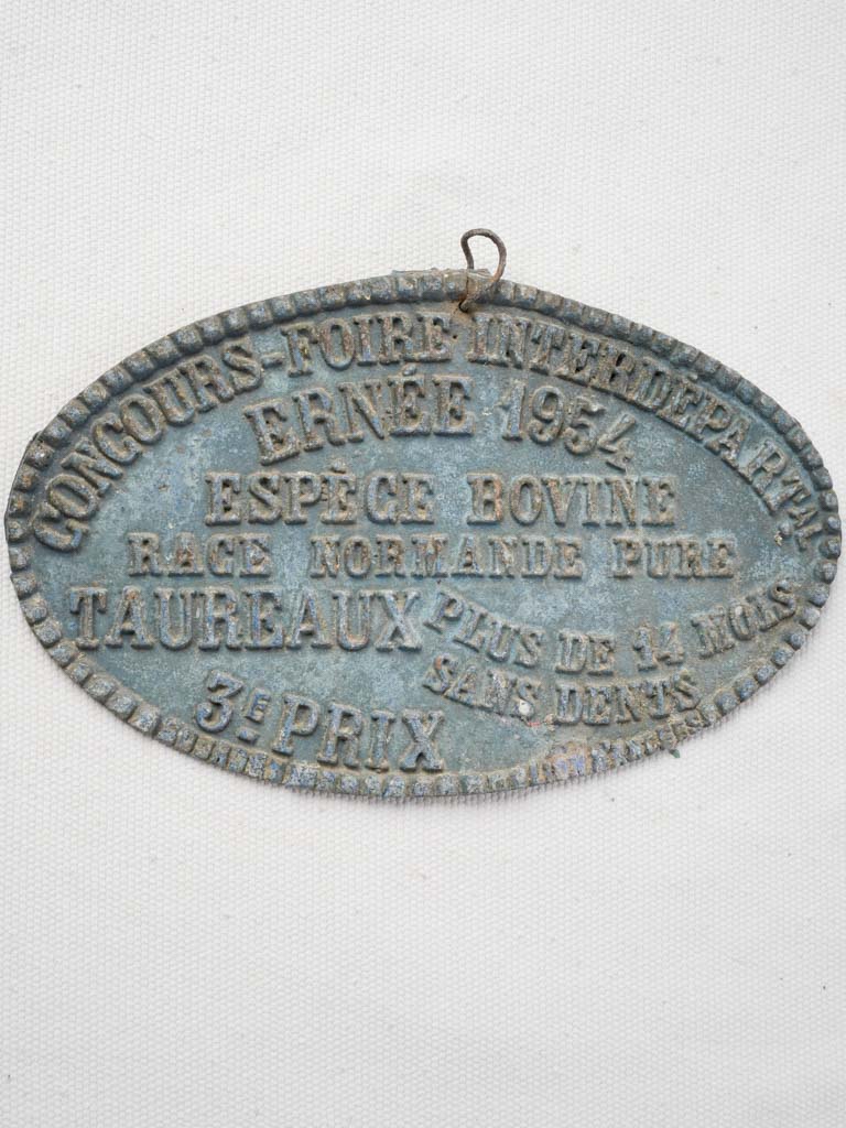 Vintage 1954 French prize plaque