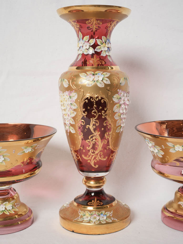 Exquisite burnished gold scrollwork bowls