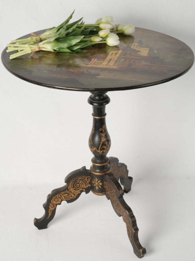 Classical, romantic landscape scene side table