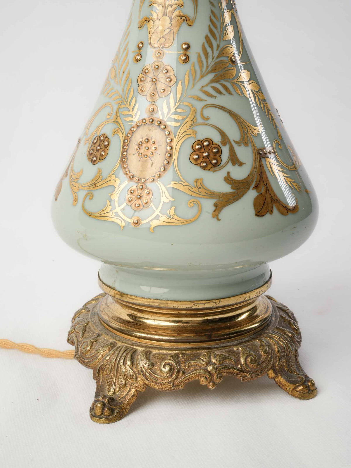 Antique French Ceramic Oil Lamp Converted to Table Lamp - 22½"