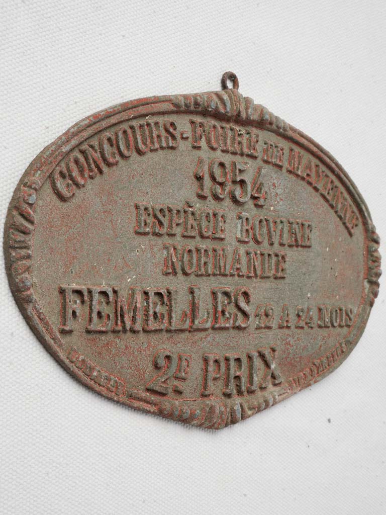 Aged red Normande heifer plaque