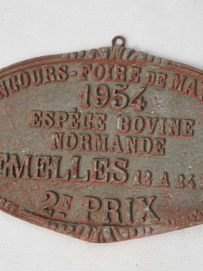 Rustic oxidized French competition plaque