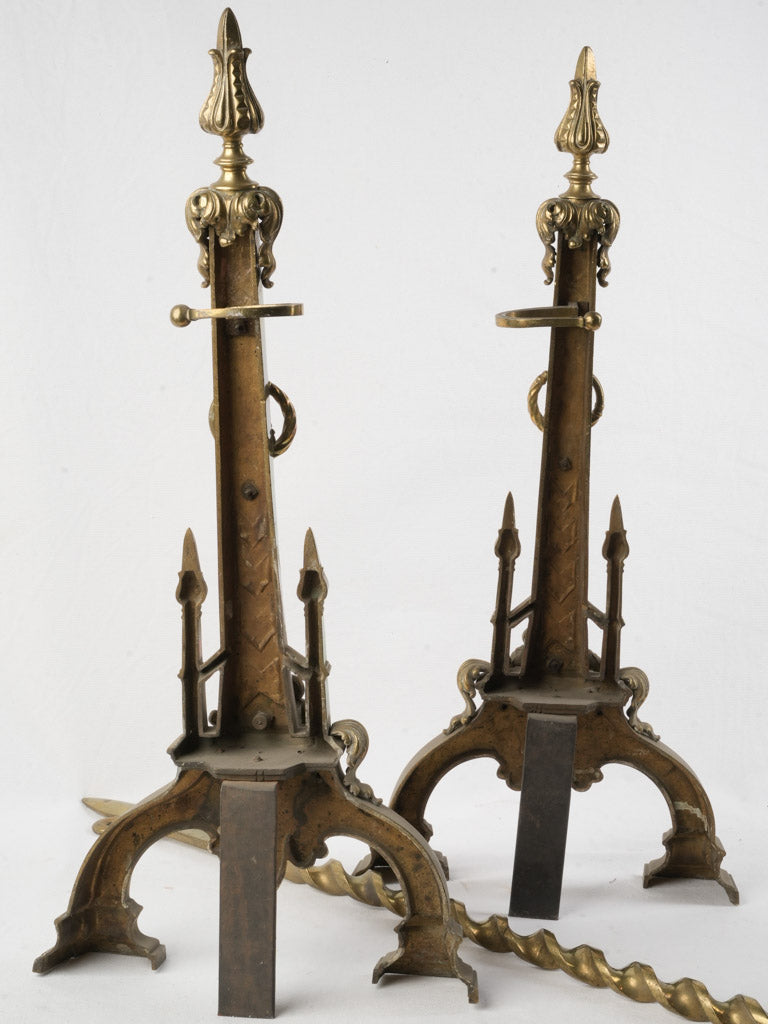 Ecclesiastical Gothic-style mantelpiece garniture