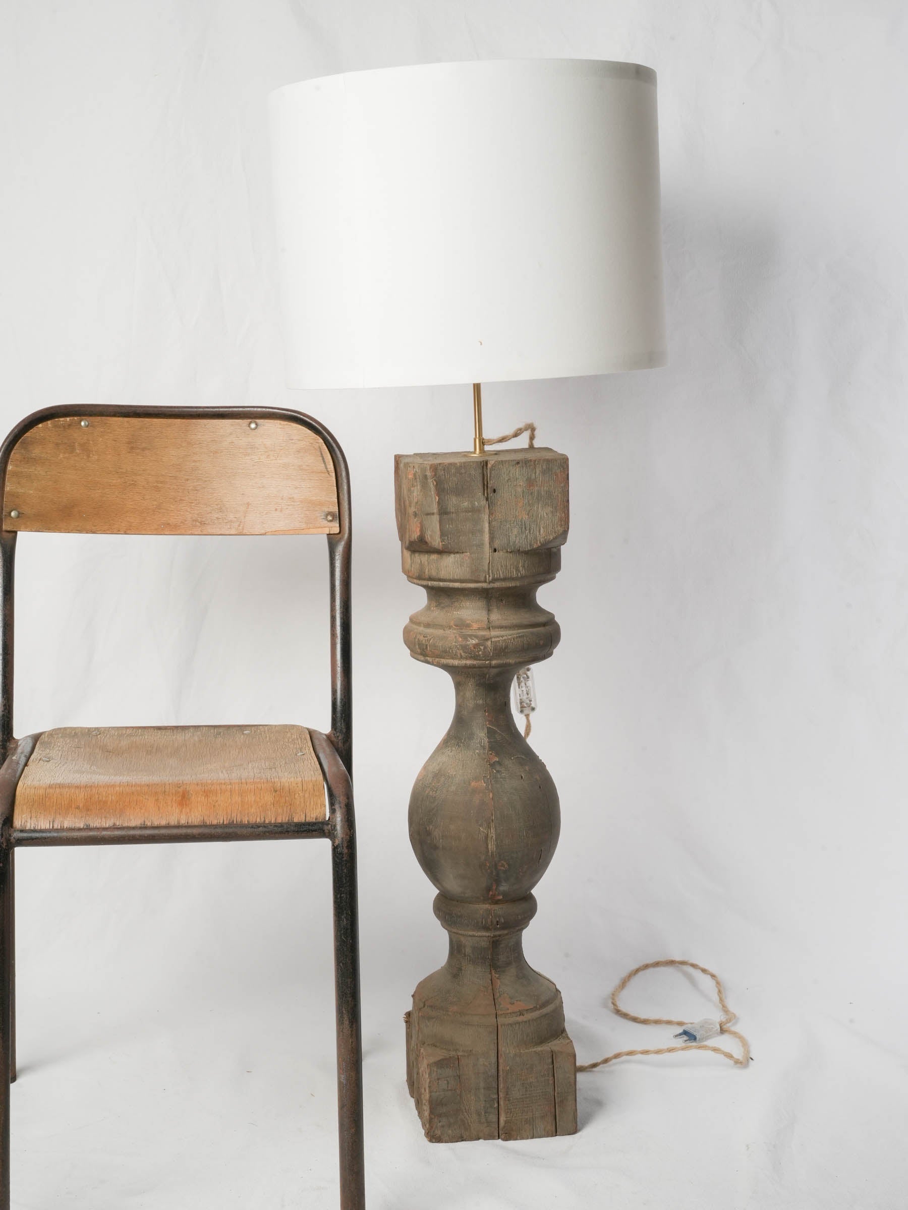 Monumental Lamp Crafted from an Antique Church Baluster - 46"