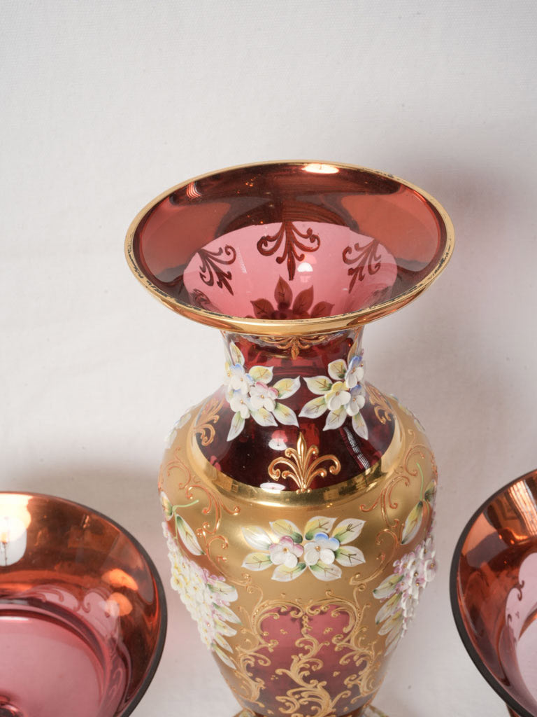 Lavishly crafted Bohemian glass ensemble