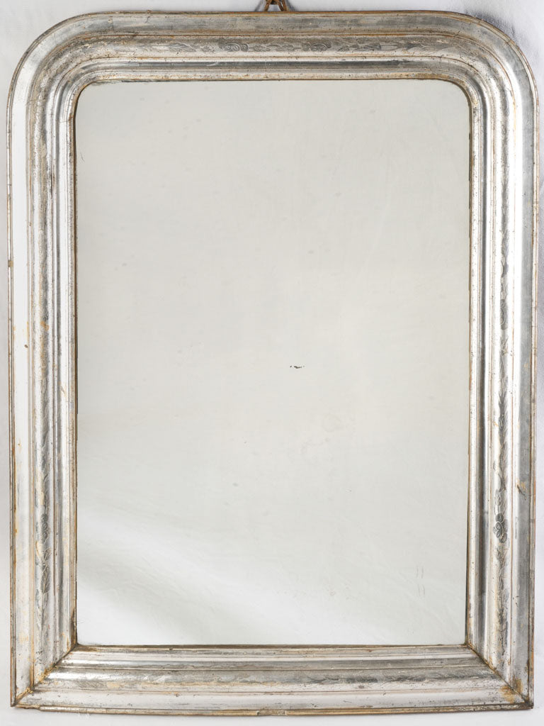Antique Louis Philippe Style Silver Leaf Mirror with Soft Patina - 40¼" x 29½"