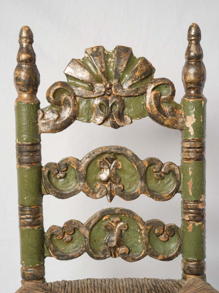 Antique Spanish Child’s Chair w/ Original Painted and Gilt Finish - 27½"