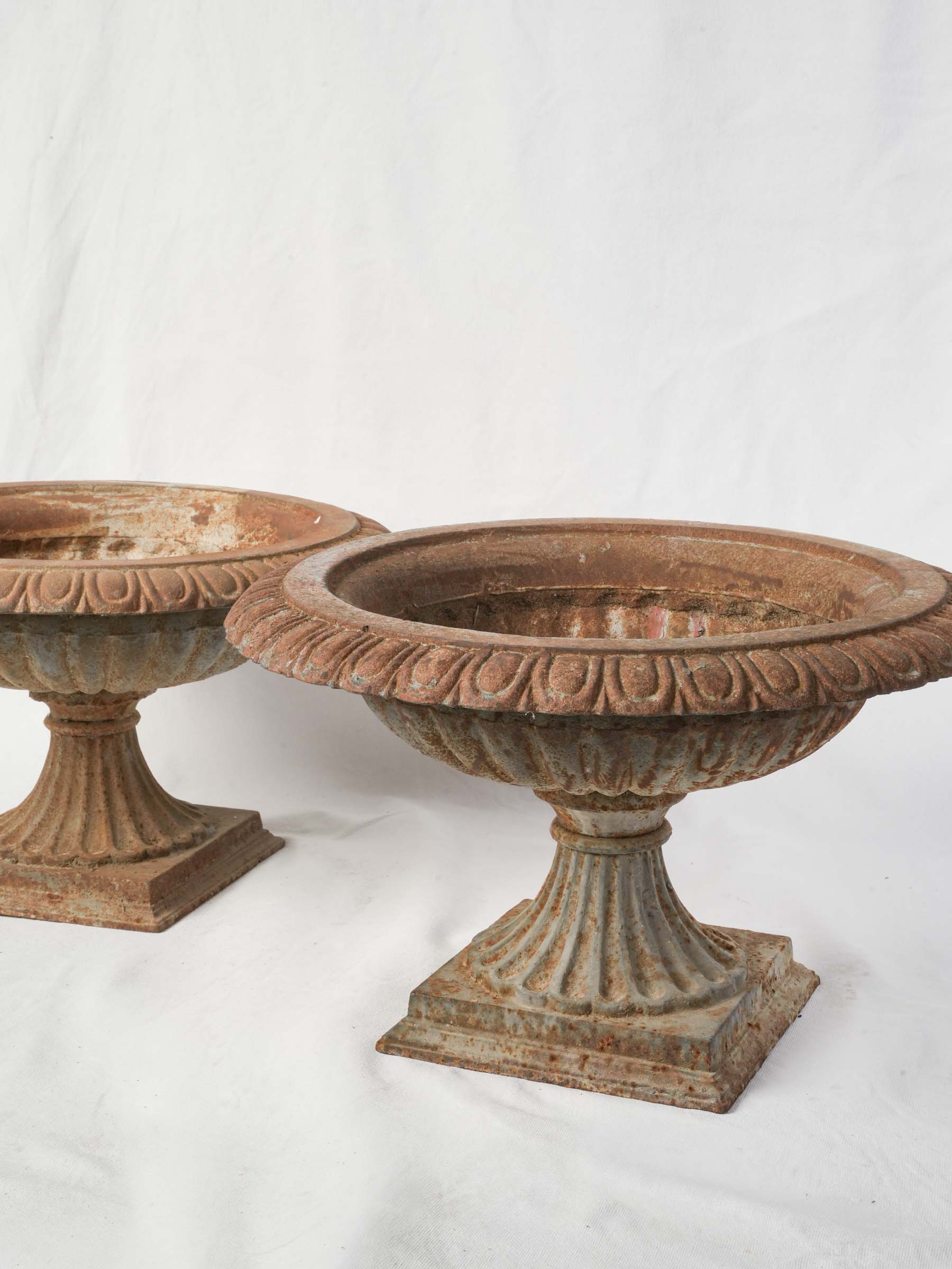 Pair of Early 20th-Century French Cast Iron Garden Urns - 12½" x 21¾"