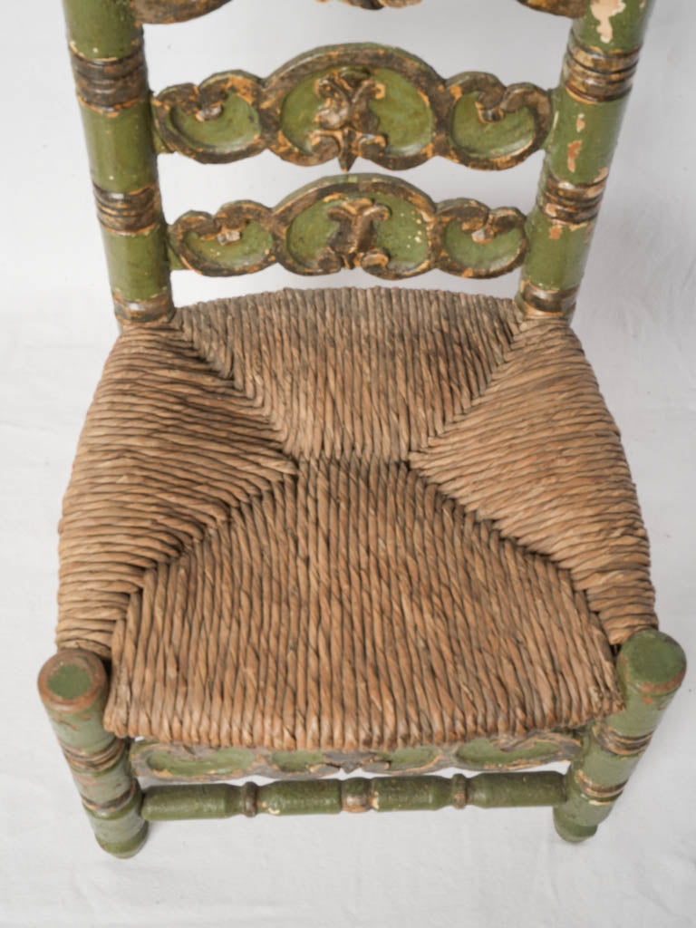 Antique Spanish Child’s Chair w/ Original Painted and Gilt Finish - 27½"