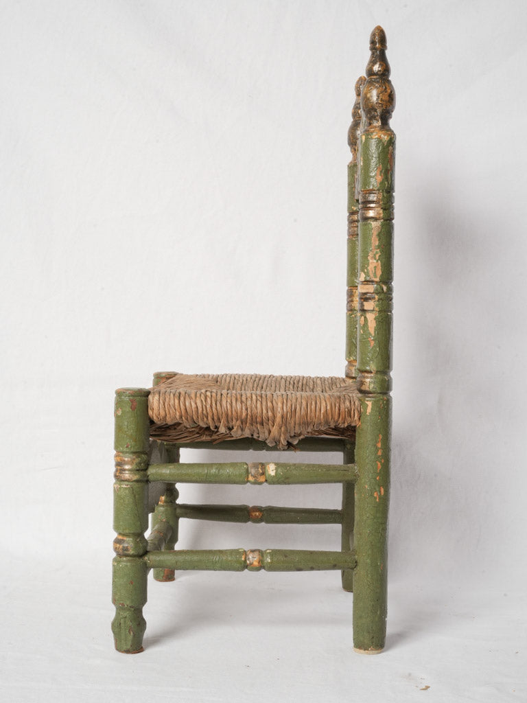 Antique Spanish Child’s Chair w/ Original Painted and Gilt Finish - 27½"
