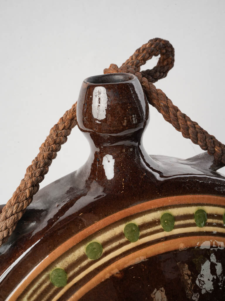 Vintage green dot ceramic canteen