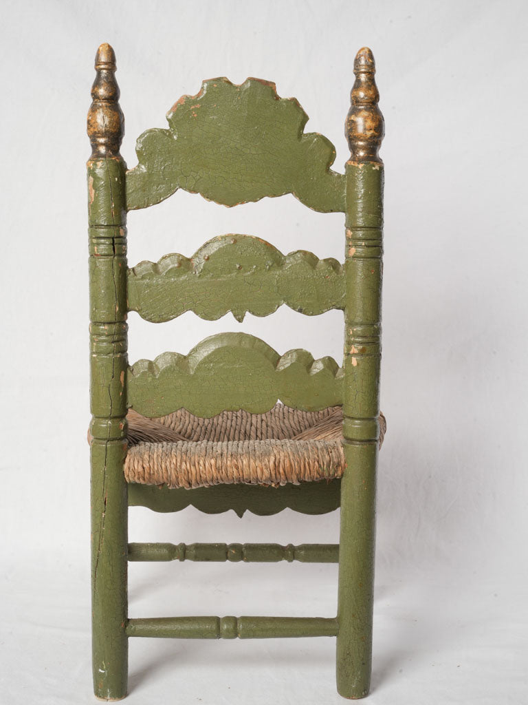 Antique Spanish Child’s Chair w/ Original Painted and Gilt Finish - 27½"