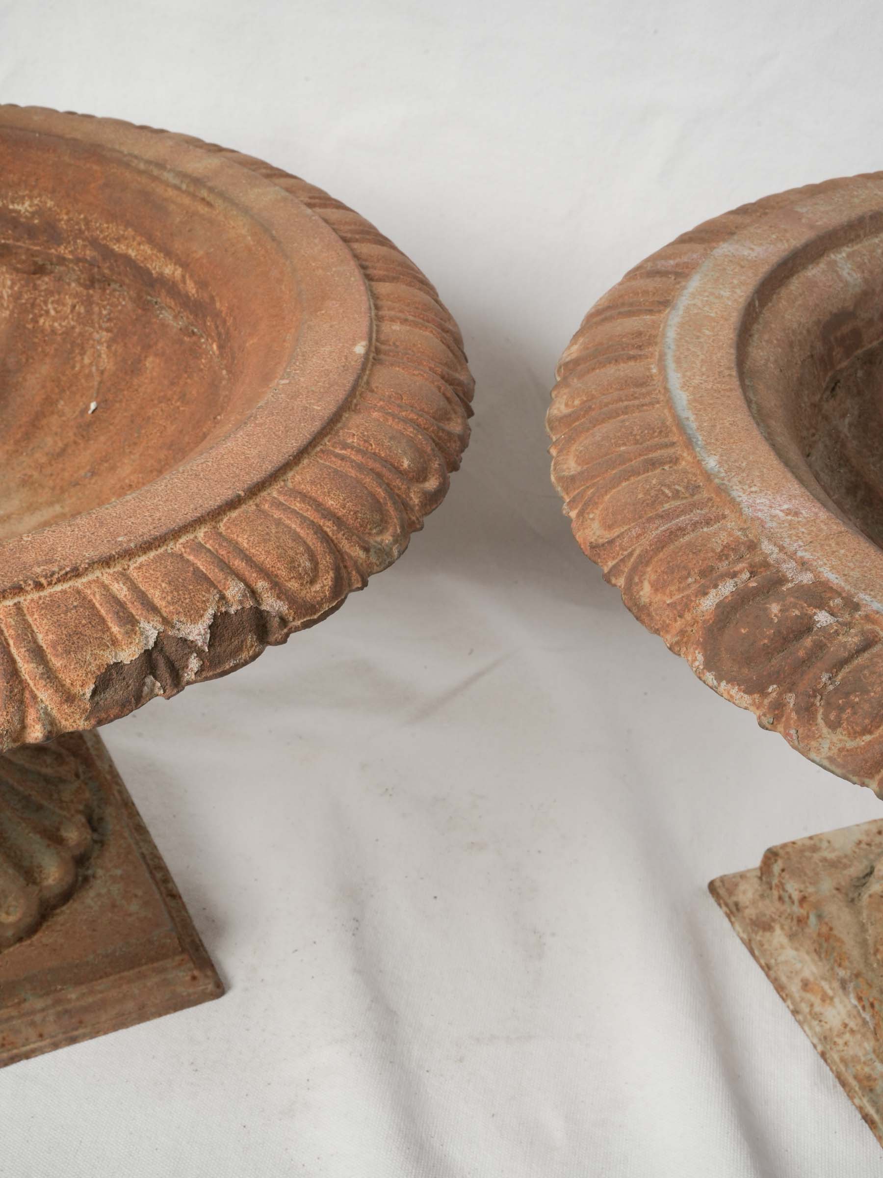 Pair of Early 20th-Century French Cast Iron Garden Urns - 12½" x 21¾"
