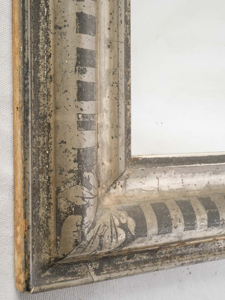 Elegant Louis Philippe Silver Leaf Mirror - 35" x 26"