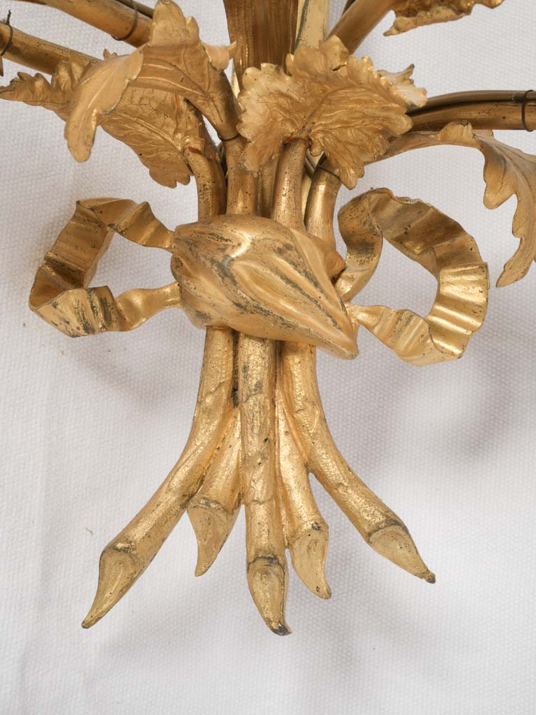 Elegant Gilt Bronze Five Light Floral Wall Sconce - 18½"