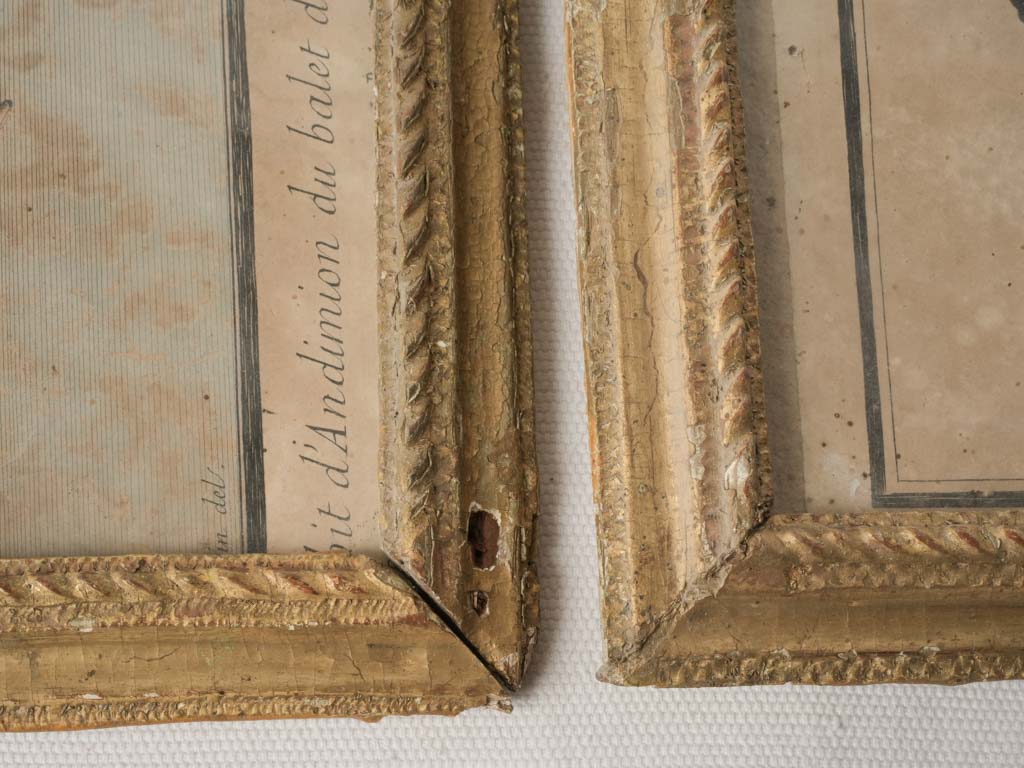 Old-world theatrical etchings