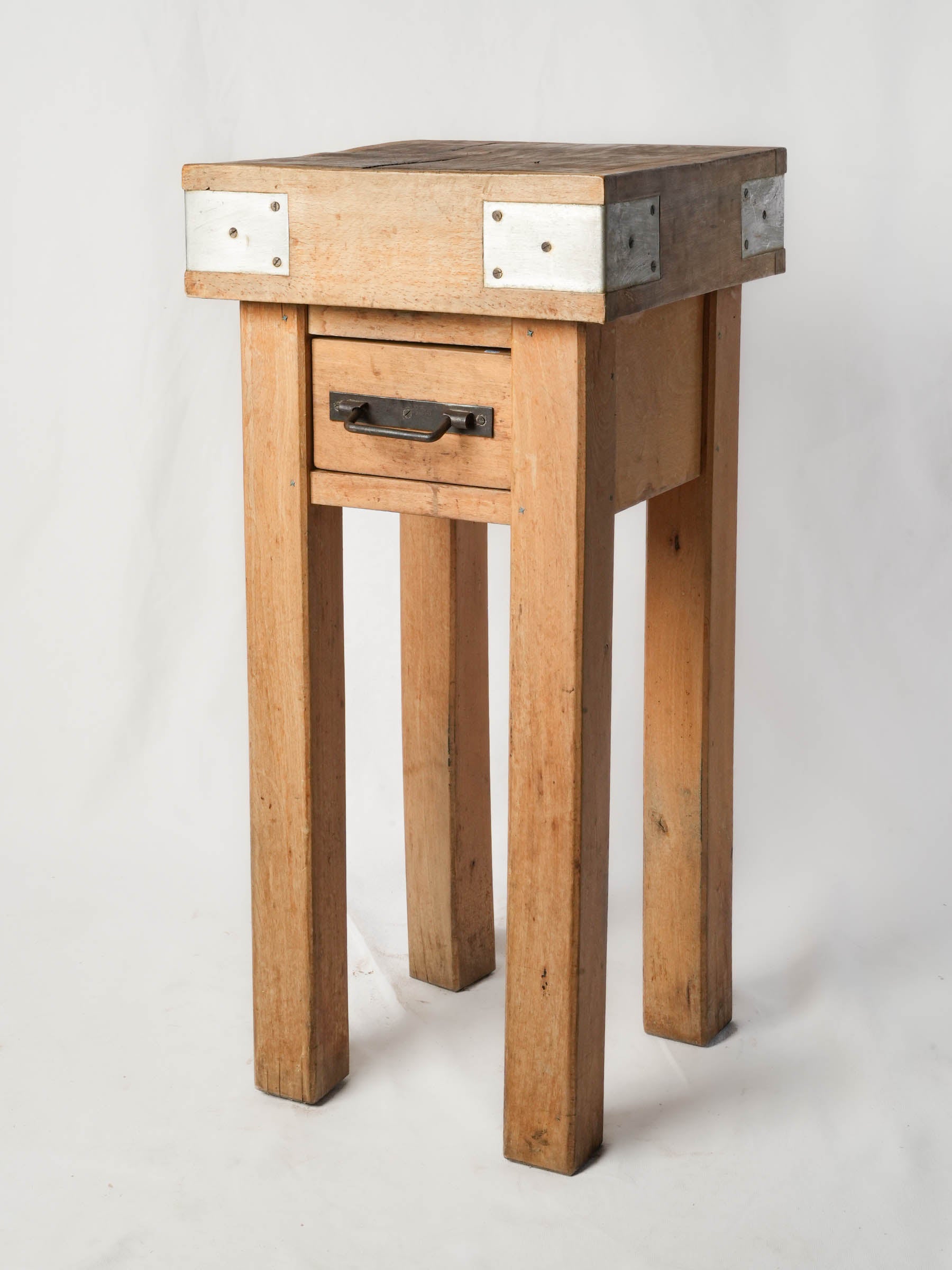 1960s Compact French Butcher's Block with Knife Rail and Drawer - 33¾" x 16½"
