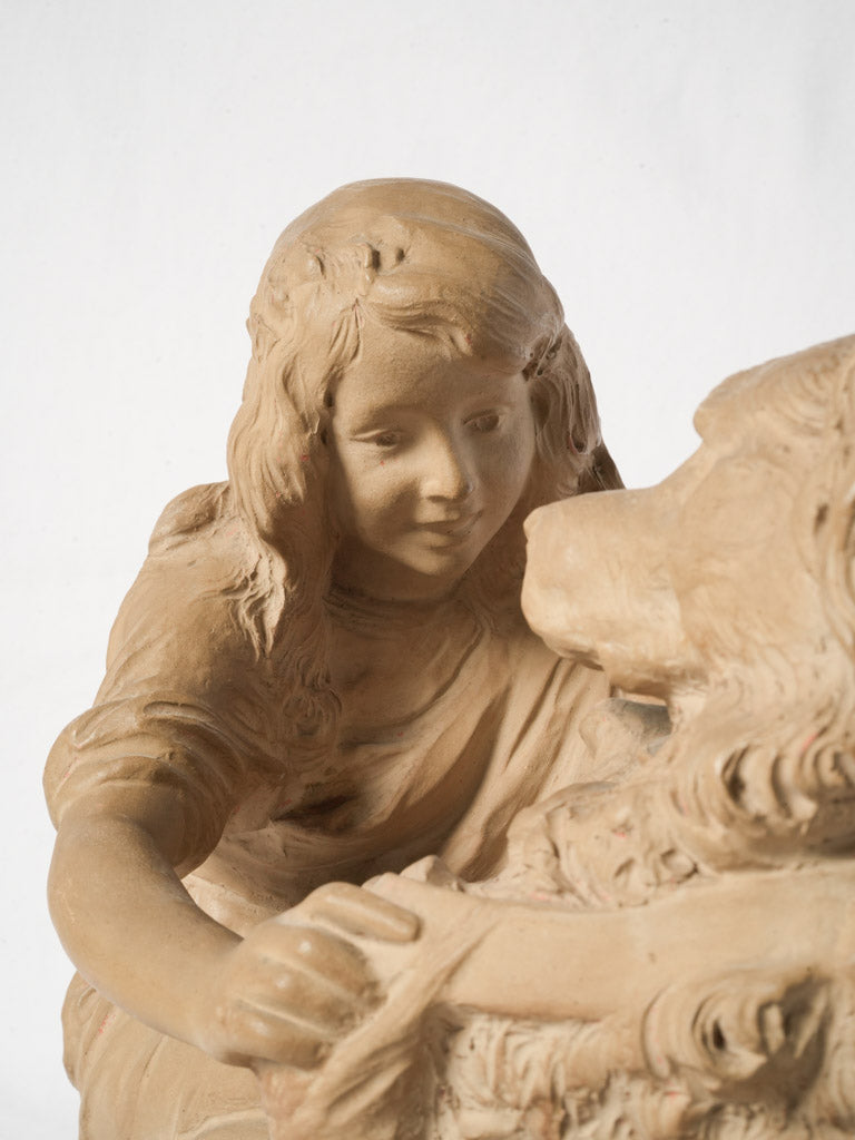 Naturalistic buff figural artwork terracotta