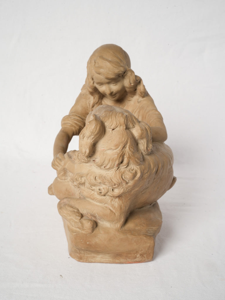 Classic terracotta dog girl figure