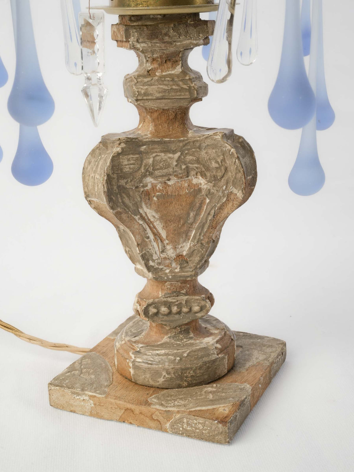 Large Five-Light Girandole Table Lamp w/ Cascading Blue Pendants - 21¾" x 15"