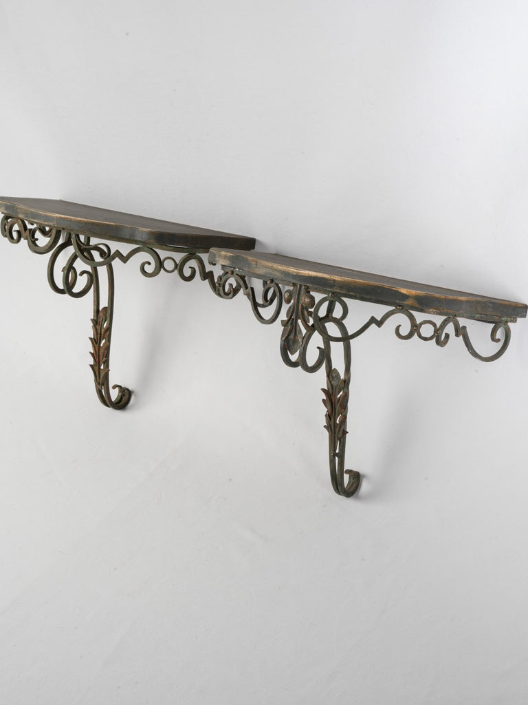 False Pair Of 1950s Wrought Iron Wall Brackets - 16¼"