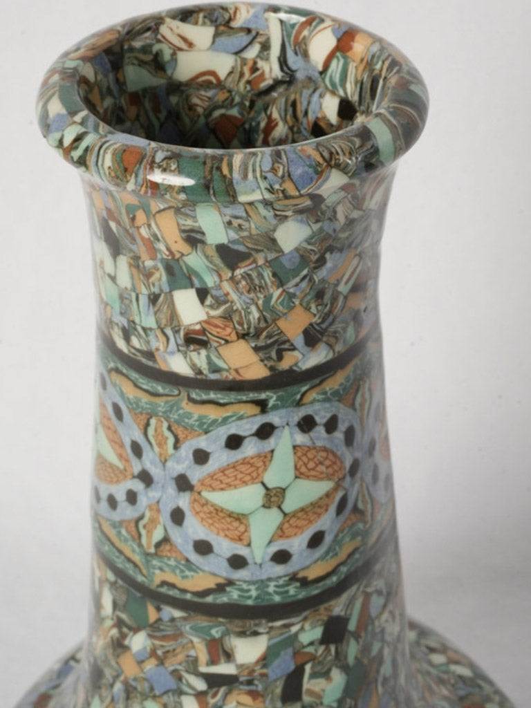 Textured mosaic patterned ceramic vase