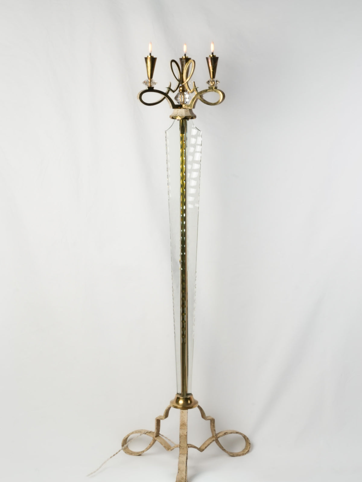 1930s French Art Deco Floor Lamp in the Style of Marius Ernest Sabino - 63"