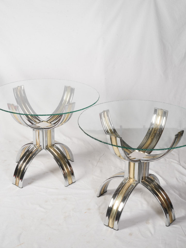 Refined industrial glass top table