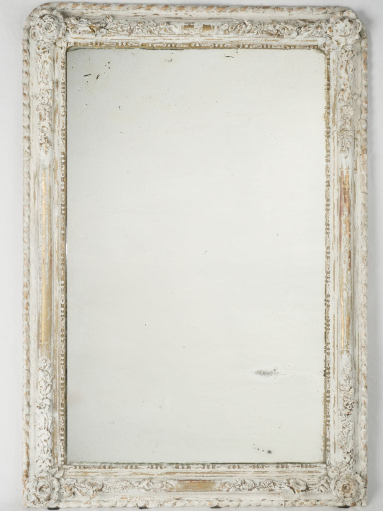 Distressed vintage white mirror