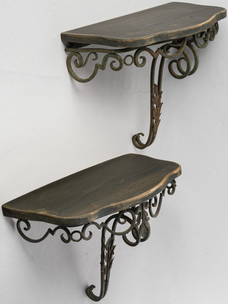 False Pair Of 1950s Wrought Iron Wall Brackets - 16¼"