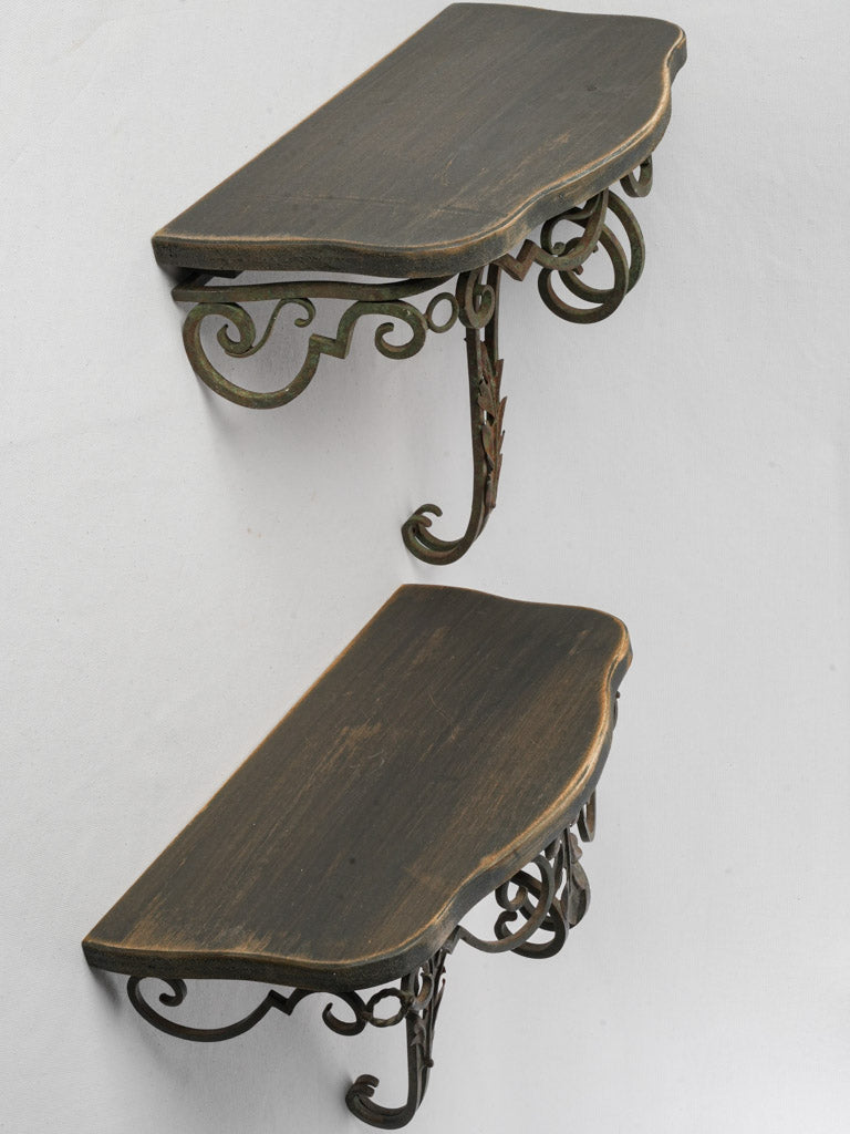 False Pair Of 1950s Wrought Iron Wall Brackets - 16¼"