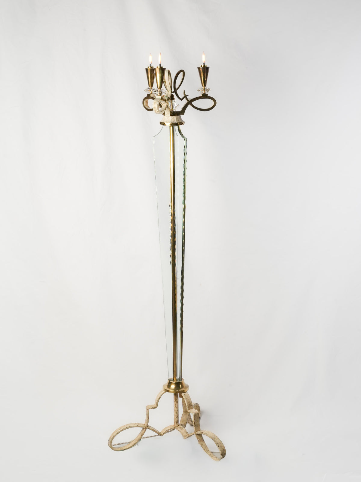 1930s French Art Deco Floor Lamp in the Style of Marius Ernest Sabino - 63"