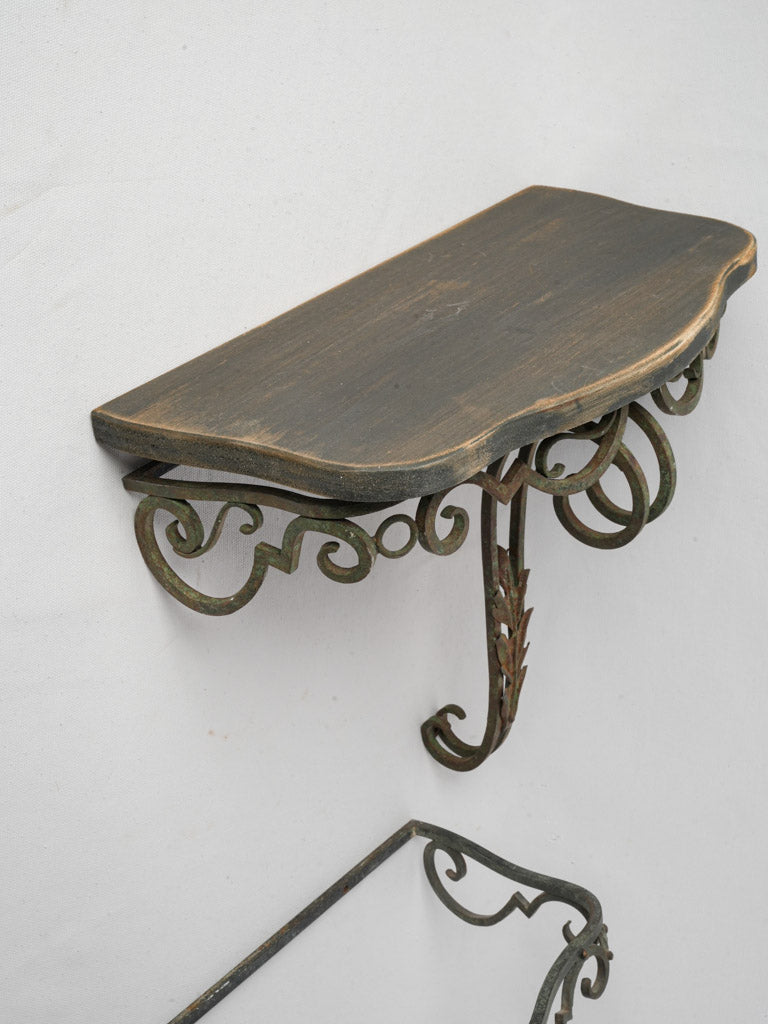 Natural patina iron consoles pair