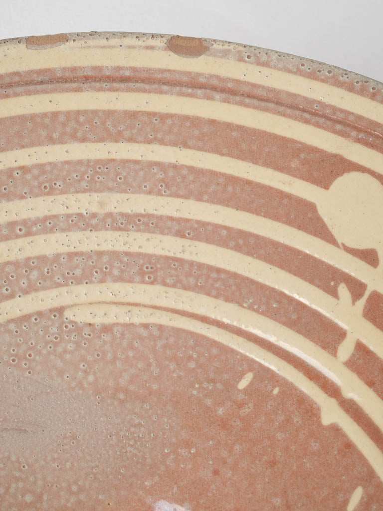 Elegant vintage French glazed terracotta footed bowl