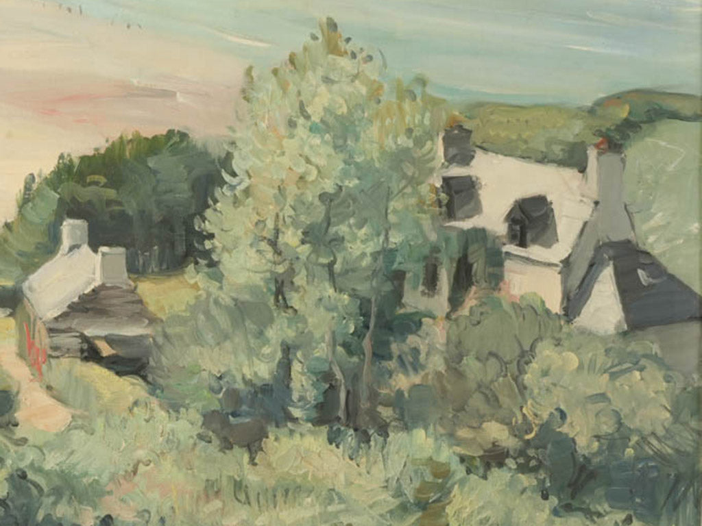 Muted palette coastal scene artwork
