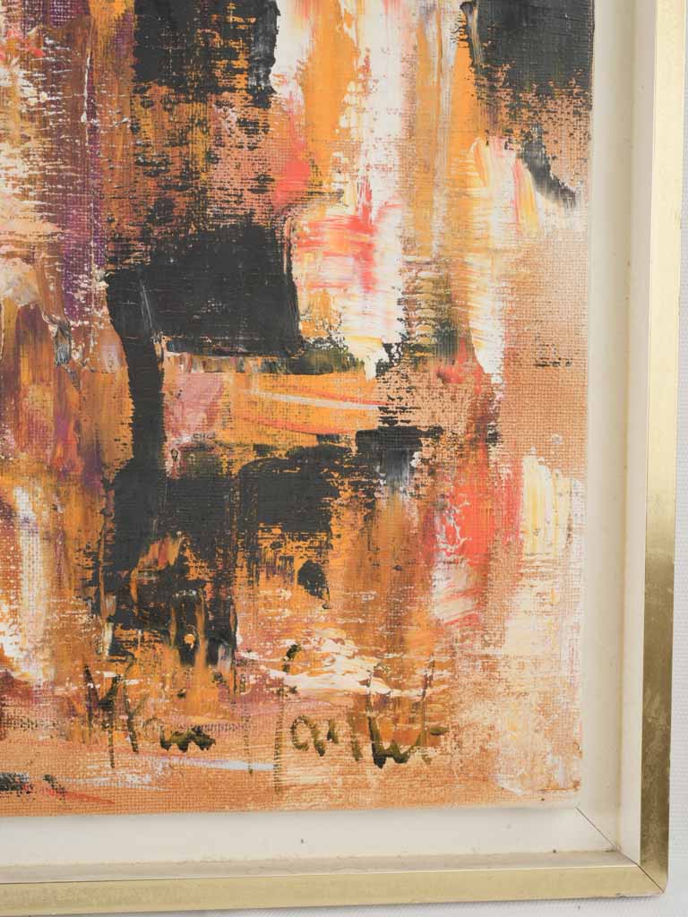 Colorful abstract oil-on-canvas vintage artwork