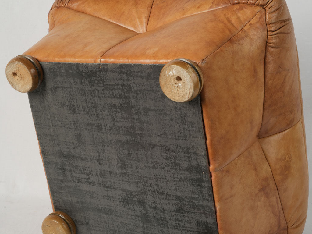 Authentic Italian leather pouf