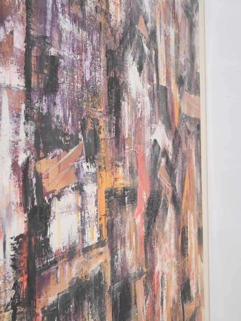 Vintage large framed abstract oil artwork