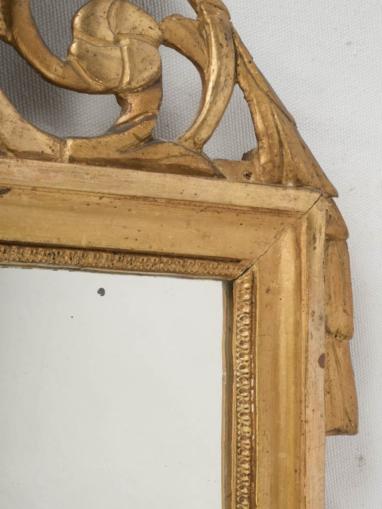 Intricate carved crest gilded mirror