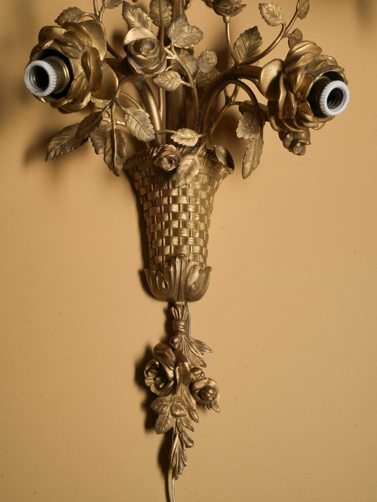 Pair of Romantic Belle Époque Gilt-Bronze Floral Wall Sconces - 18½"
