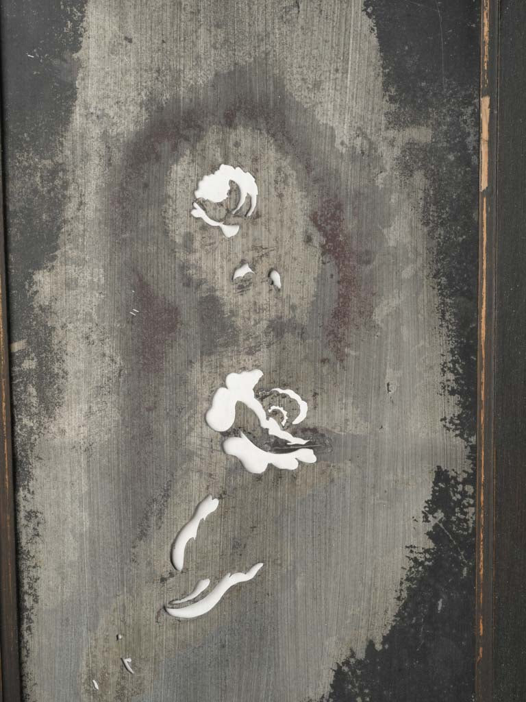 Pair of 1950s French Industrial Zinc Stencils in Wooden Frames - 33¾" x 16¼"