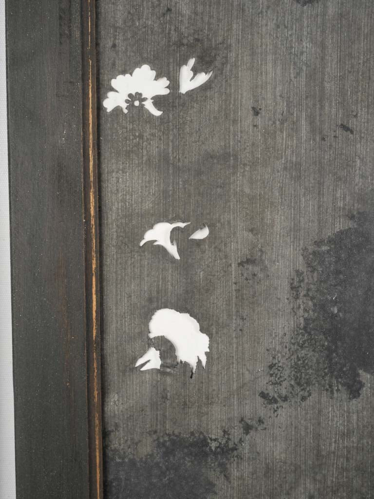 Pair of 1950s French Industrial Zinc Stencils in Wooden Frames - 33¾" x 16¼"
