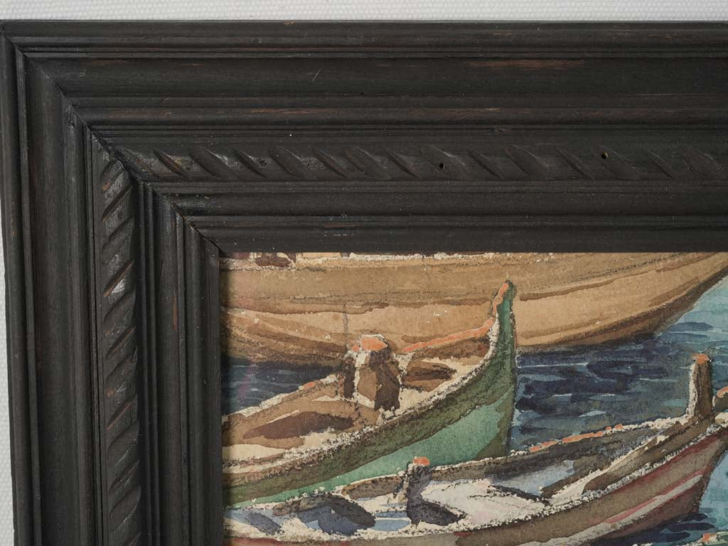 Traditional French Fishing Boats Watercolor Art