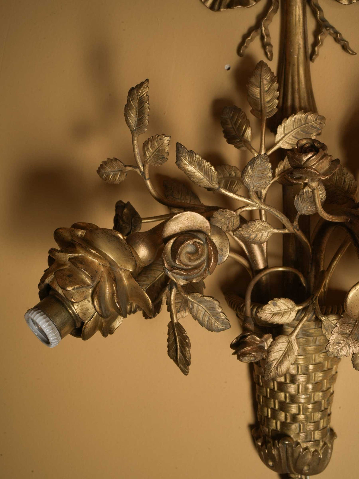 Pair of Romantic Belle Époque Gilt-Bronze Floral Wall Sconces - 18½"