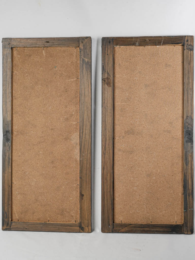 Pair of 1950s French Industrial Zinc Stencils in Wooden Frames - 33¾" x 16¼"